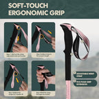 Aluminum Collapsible Trekking Poles with EVA Grips (Pink(2 Poles))