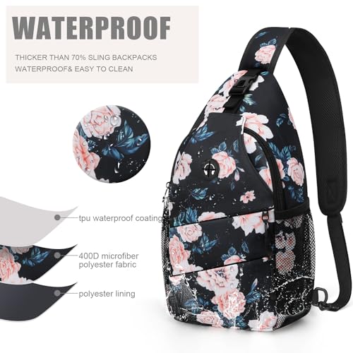 Crossbody Bags for Women Men Trendy Sling Bag Backpack Chest Bag (Large / Floral Pattern)