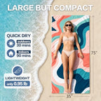 Beach Towel Backpack (1 Pack- Pink Blue / 75”x 35”)