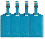 4 Pack Leather Luggage Tags for Suitcases Travel Labels (Energetic Blue)