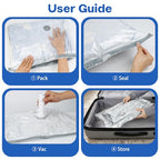 Travel Vacuum Seal Bags for Clothing with Cordless Electric Pump (12PCS)
