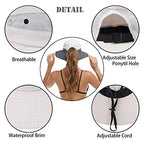 Womens Summer Sun Hat Beach Hat Wide Brim Outdoor UV Protection Hat Foldable Cool Mesh Ponytail Bucket Hat (6-7 / Beige)