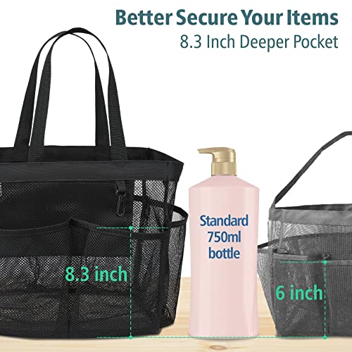 Mesh Shower Caddy Portable (2 Pack Black / XL (Dorm Caddy))