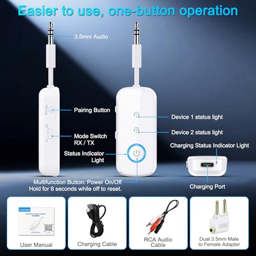 Premium Pro Bluetooth 5.4 Transmitter Receiver (White)