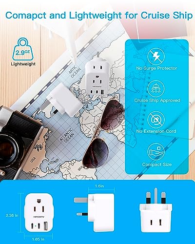 US to UK Ireland Travel Plug Adapter (Type G - UK Ireland)