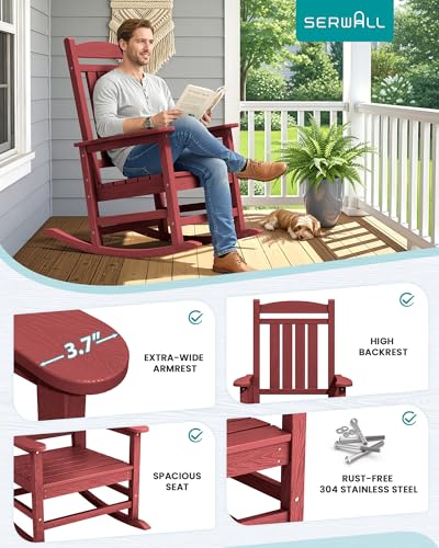Outdoor Rocking Chair Set of 4 (Red / 4 Packs)