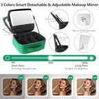 Travel Makeup Bag Cosmetic Bag Makeup Organizer Bag with Lighted Mirror (Fresh Green / Woven)