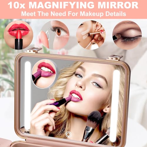 Travel Makeup Case with Mirror (Rose Gold)