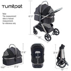 Pet Stroller for Small Medium Dogs, Cat Carriage Travel System Four Wheel Dog - Image 2