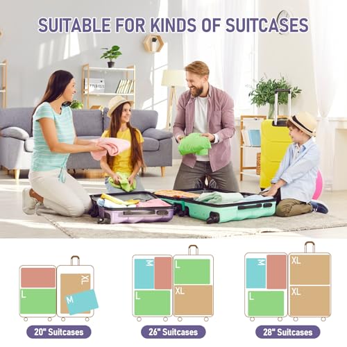 6 Set Compression Packing Cubes (Purple-6pcs / Set of 6)