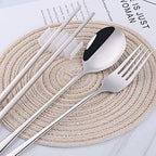 Portable Travel Flatware 3PCS Spoon Fork Chopsticks Set 18/10 Stainless Steel - Image 3
