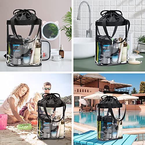 Clear Makeup Bags (Medium / 8-Black with Drawstring)