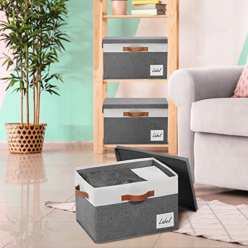 Extra Large Storage Bins with Lids (Extra Large-3 Pack / Grey with White)