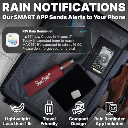 Compact Travel Umbrella for Rain (Dark Red)