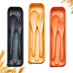 Reusable Travel Utensils Set with Case (3 Sets - Orange, Black, Yellow)