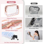 TSA Approved Toiletry Bag (LB-Flower Print + Rose Pink / Medium Set)