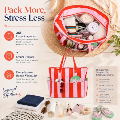 Large Beach Bag for Women (Coral)