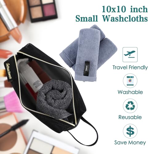 Wash Cloth 6 Pack w (Slate Blue Set / 10x10 inch-6 Pack)