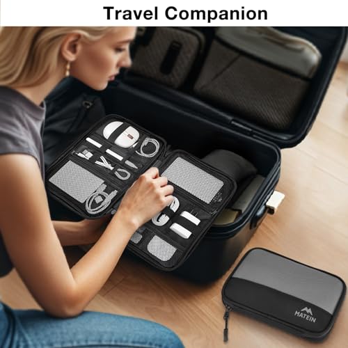Travel Electronics Organizer Case 2 Pack (Black / Large)