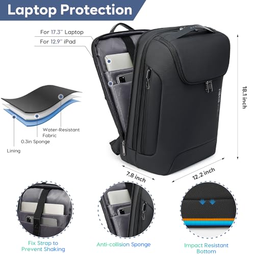 Men's Laptop Backpack for 17.3Inch Notebook (Without Lock+USB / Black)