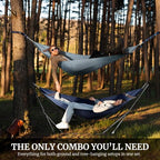 Combo x2 Hammocks with Stand for Outside & Tree Straps (Combo - Aegean)