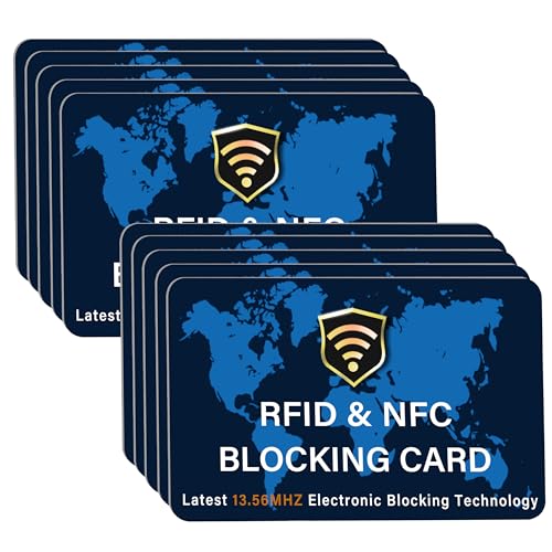 10 Pack RFID Blocking Card for Credit Debit ID Card (Blue WM)