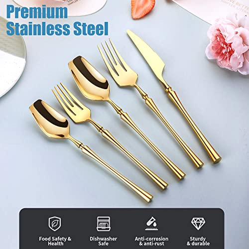 20 Piece Gold Silverware Set for 4 (Gold 20 Pieces Set with Dessert Spoon)