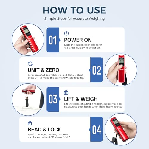 Digital Luggage Scale (Dark Red Battery Free)
