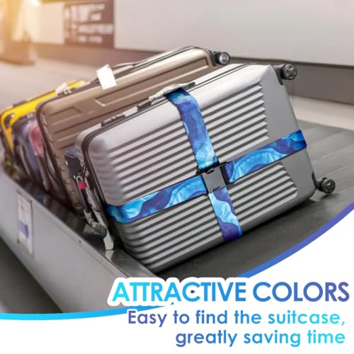 Luggage Straps for Suitcases Adjustable Travel Belt (Sky blue)