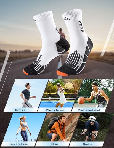 Crew Compression Running Socks (9-13 / F-white-3pairs)