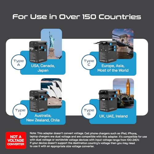 Universal Travel Adapter (Black/Blue)