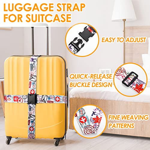 4 Pack Luggage Straps for Suitcases Adjustable Luggage Belt Suitcase Strap Travel Bag Accessories (Journey(4 PACK))