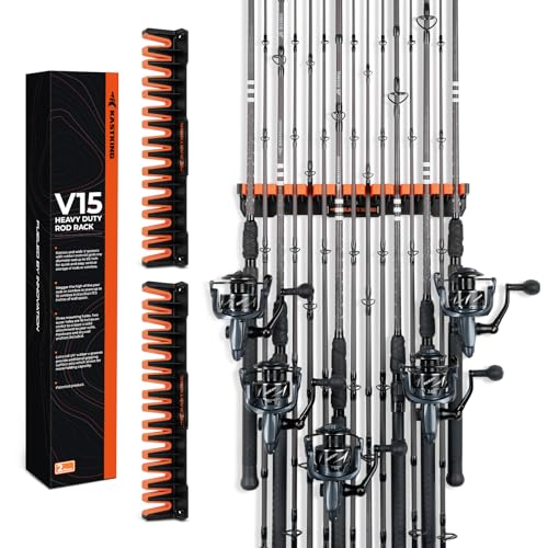 V15 Vertical Fishing Rod Holder (Black - Upgraded - 2 Pack (Store 30 rods))