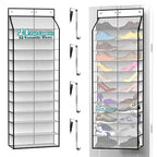 24 Pair Over Door Shoe Organizer for Family & Kids (12-Tier / 24 Pearl White)