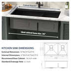 33 Inch Matte Black Double Bowl Kitchen Sinks Undermount (Matte Black-Workstation / 33''x19''-60/40)