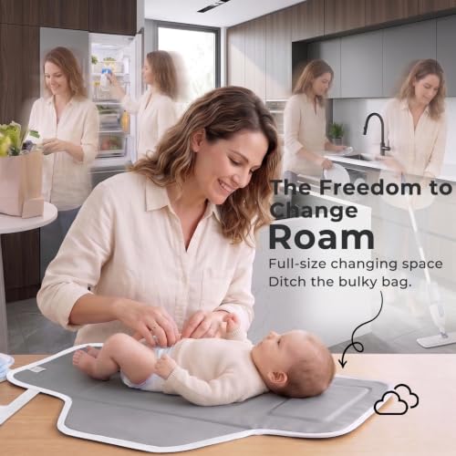 Portable Changing Pad (White-Flowers)