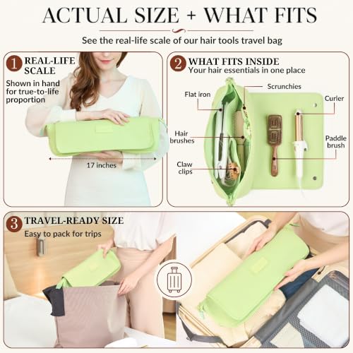 Hair Tools Travel Bag and Heat Resistant Mat (Apple Green)