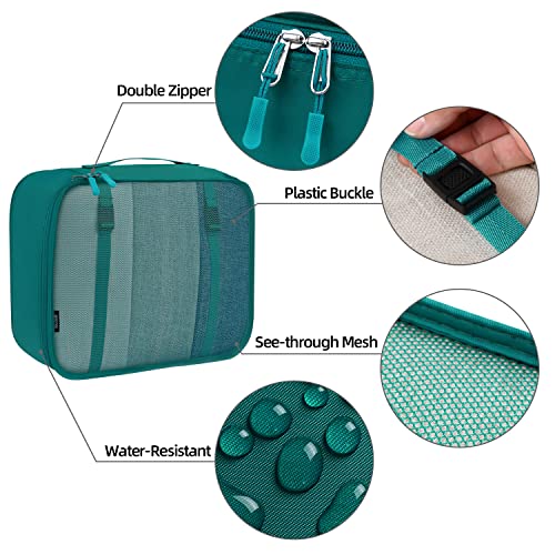 10 Set Packing Cubes Various Sizes Packing Organizer for Travel Accessories Luggage Carry On Suitcase (10-Teal / 10 Set-full Mesh)
