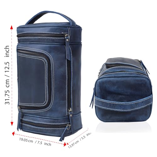 Leather Toiletry Bag for Men (BLUE / Men's Toiletry Bag)
