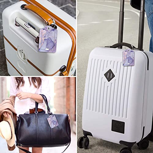 Luggage Tags Privacy Cover ID Label for Travel Bag Suitcase (Lilac Marble)