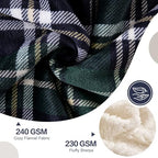 Sherpa Fleece Throw Blanket 60" x 80" Reversible Plush Fluffy Large Big Blanket Lattice Flannel Blankets for All Season Use (Dark Green Check / 60"*80")