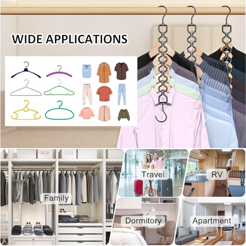 Space Saving Hangers for Clothes 3 Pack Sturdy Metal Hangers Heavy Duty (3 Pack / Black)