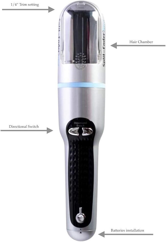 Split-Ender Mini Cordless Split End Hair Trimmer for Dry, Damaged, Brittle, or Frizzy Hair - Battery Operated Clipper for Straight and Curly Hair - Blue