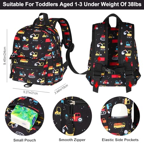 Toddler Backpack Harness with Leash (Black, Black Link)