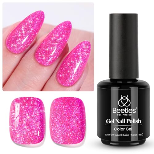 Beetles Glitter Gel Nail Polish (B - Shimmery Pink | Hot Pink Glitter)