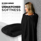 Lightweight Airplane & Travel Blanket with Foot Pockets (Black)