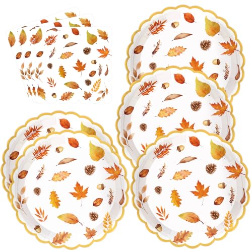 40PCS Fall Paper Plates and Napkins Set (Green)