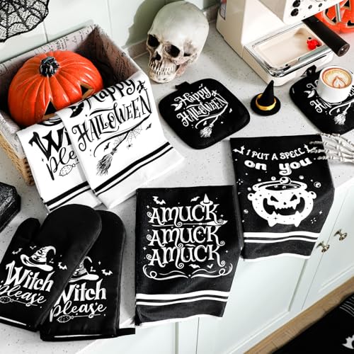 10 Pcs Halloween Kitchen Decor Accessories Set Witch Style (Black / Halloween Witch)