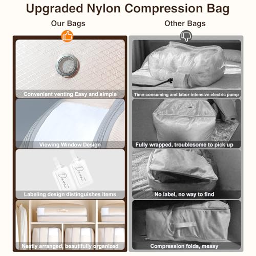 2 Pack Compression Storage Bags (110L-2 Pack / Beige)