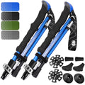 Premium Foldable Hiking Poles by USA Brand (EVA Foam - Blue / 115-135 cm for Height: 5'10" and taller)